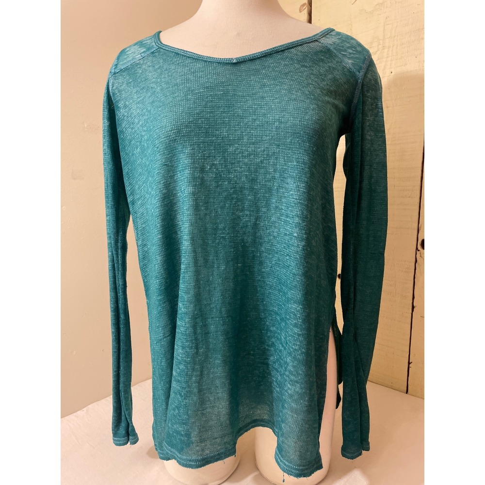 Aeropostale Women's Size XS Teal Green Long Sleeve Top Tunic Sheer Casual